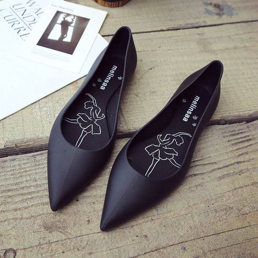 Summer Shallow Rain Boots Women Flat Jelly Shoes - Mubimart