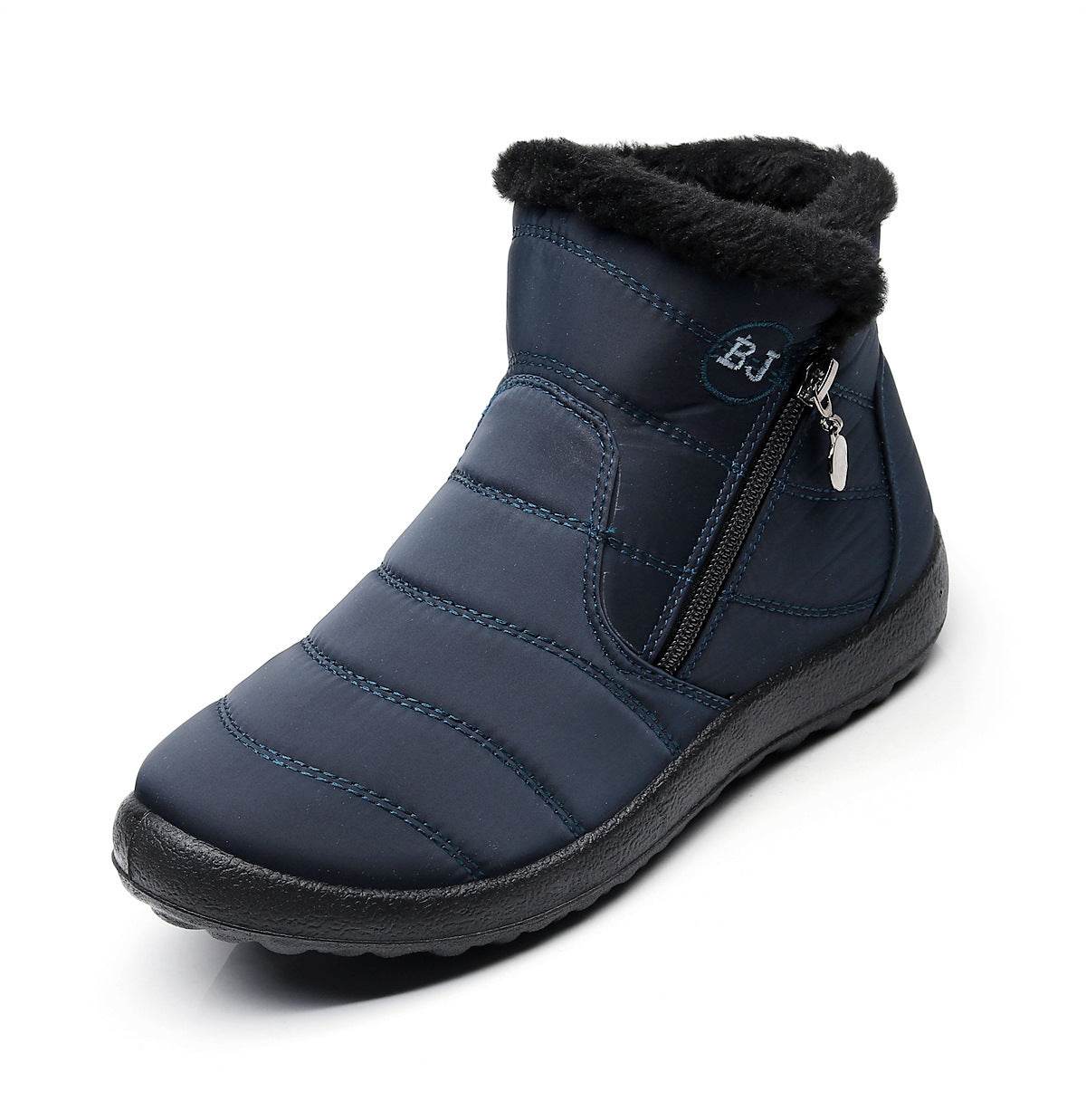 Side Zipper Mid-calf Widened Waterproof Plus Size Snow Boots - Mubimart