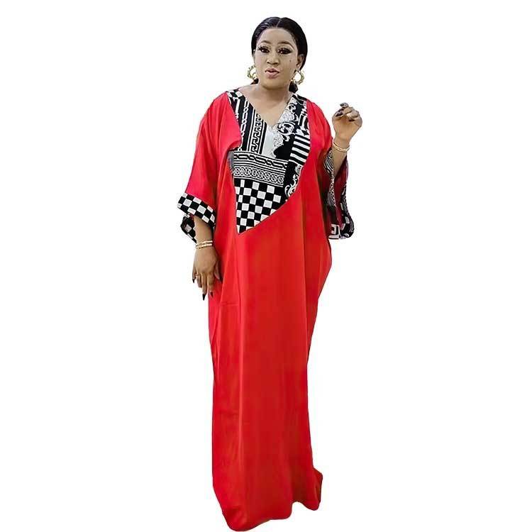 Women's Middle East Plus Size Robe Printed Loose Maxi Dress - Mubimart
