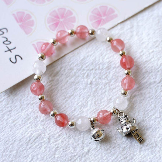 Japanese Style Lucky Cat Crystal Beaded Bracelet Women - Mubimart