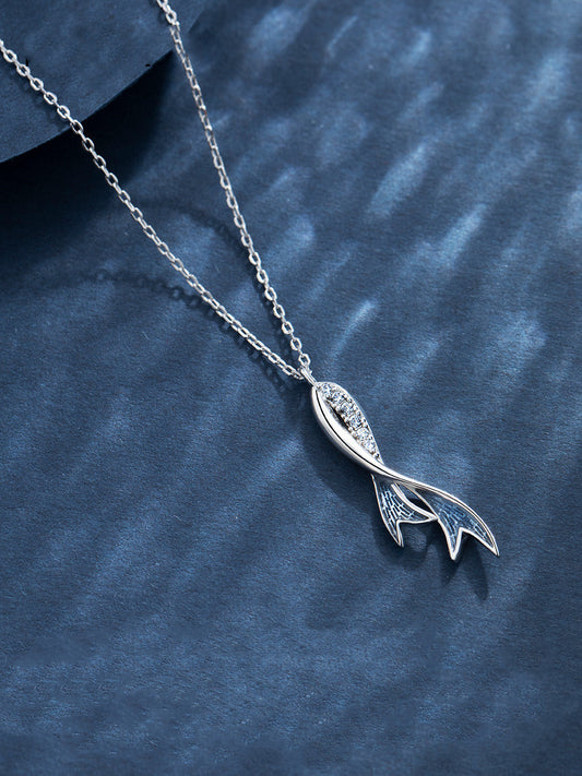 Fishtail Silver Necklace Sterling Silver Clavicle Chain Women
