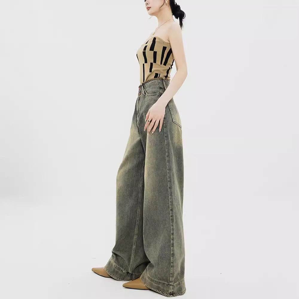 Retro Nostalgic Wide-leg Jeans For Women Summer - Mubimart