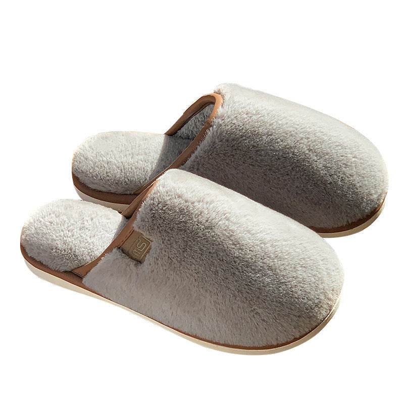 Winter Plush Slippers Warm Solid House Shoes Non-slip Bedroom Floor Home Slipper For Women Men - Mubimart