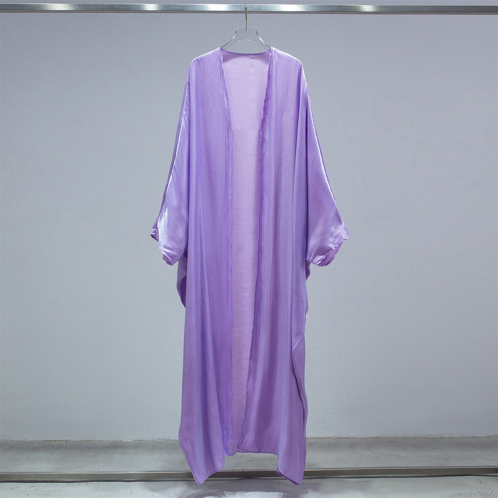 Fashion Casual Bright Silk Cardigan Plus Size Robe Batwing Sleeve - Mubimart -  