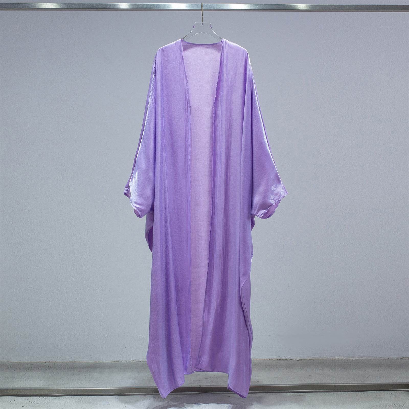 Fashion Casual Bright Silk Cardigan Plus Size Robe Batwing Sleeve - Mubimart