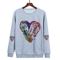 Love Ink Dye Printing Round Neck Pullover Plus Size Sweatshirt - Mubimart -  