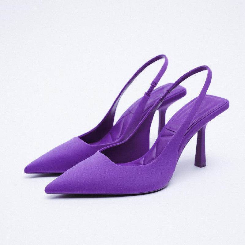 High Heel Mules Purple Pointed Toe Elegant Stiletto Heel - Mubimart