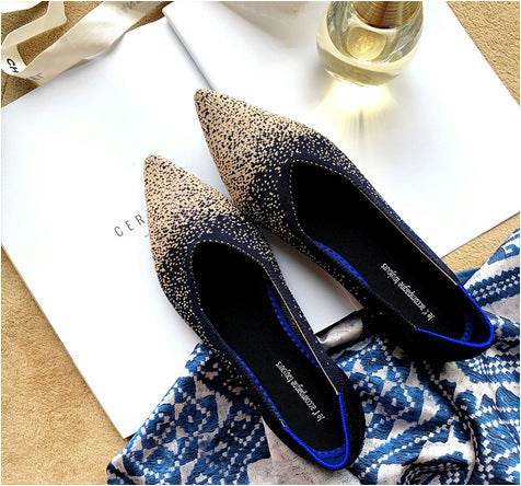 Women's Pointed Toe Casual Woven Flat Shoes - Mubimart