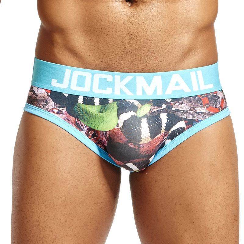 Men's Low Waist Printed Briefs - Mubimart