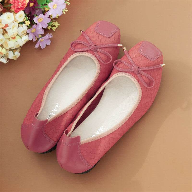 Leather Boat Shoes With Soft Bottom And Shallow Mouth - Mubimart