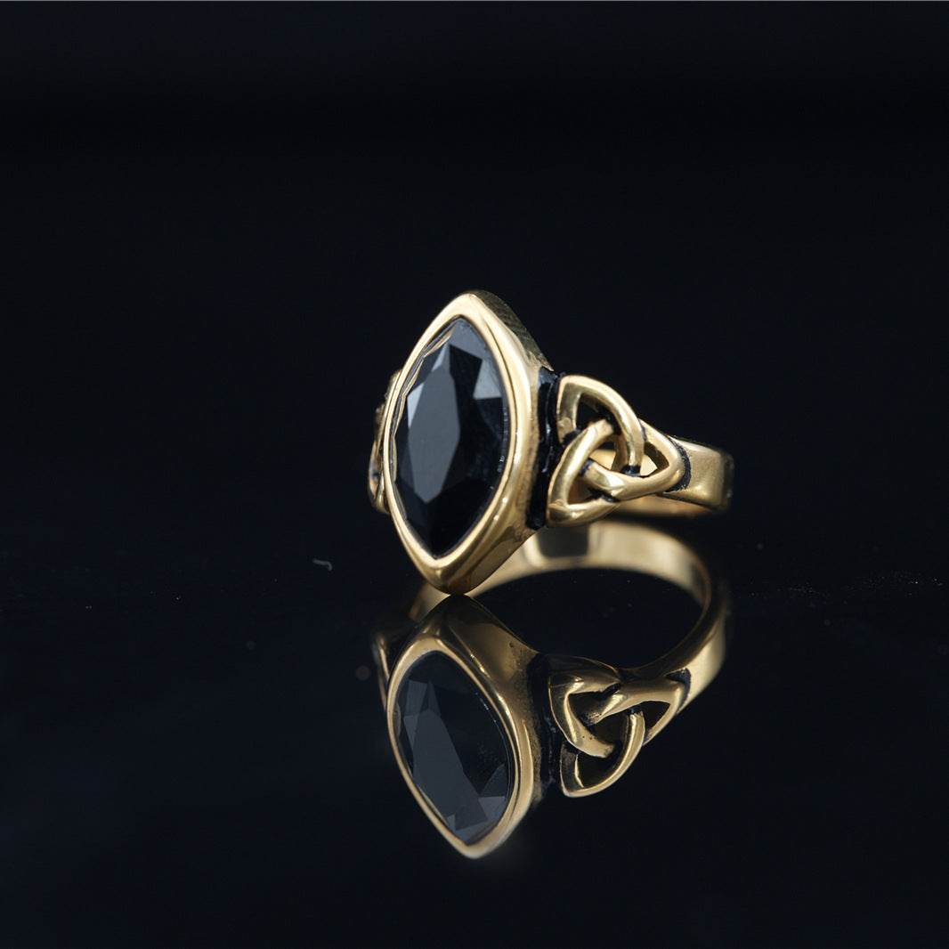 Fashion Retro Gem Titanium Steel Ring For Men And Women Ethnic Style - Mubimart