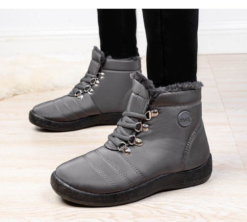 Hiking Shoes Warm Women's Snow Boots Lace-up Waterproof - Mubimart