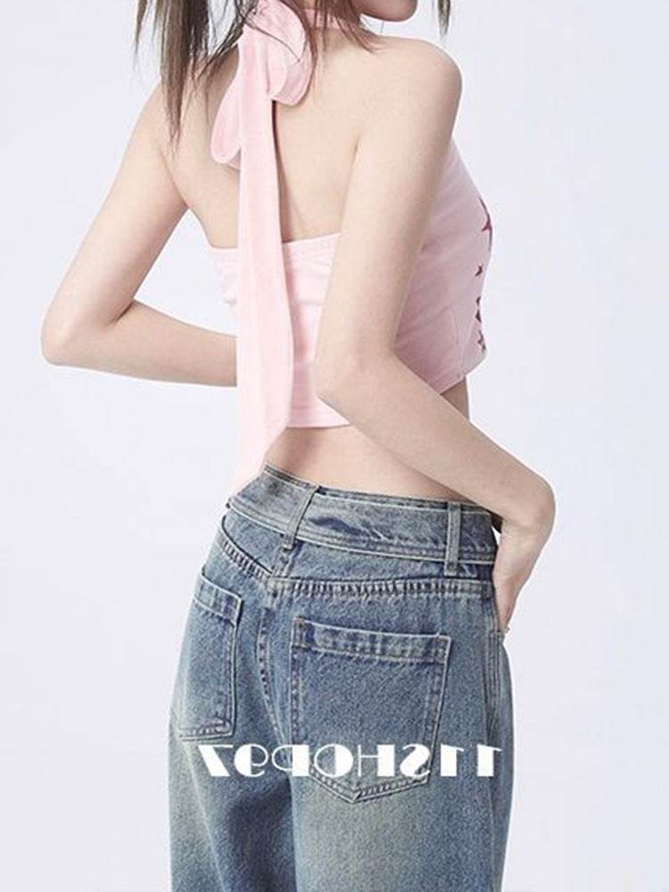 Pure Desire Ins Halterneck Vest Small Sling Women Crop Top Fashion Tops - Mubimart