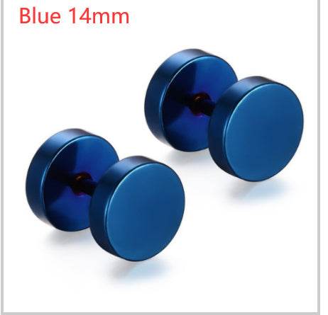 8MM Stainless Steel Earrings Women Men Gold Silver Black Barbell Ear Stud Piercing Earring Tunnel Punk Gothic Jewelry - Mubimart