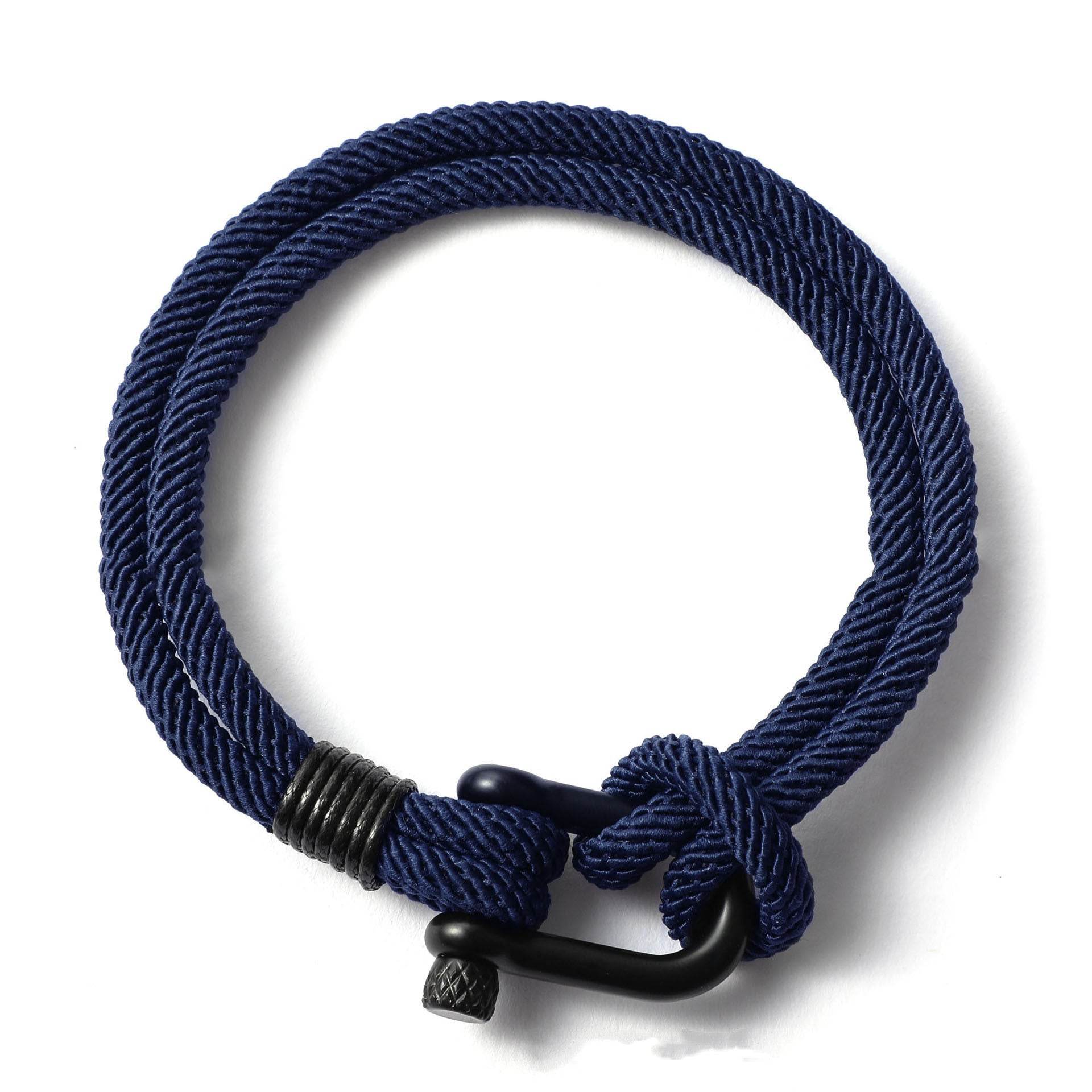 Mens Fashion Personality Horseshoe Buckle Woven Bracelet - Mubimart