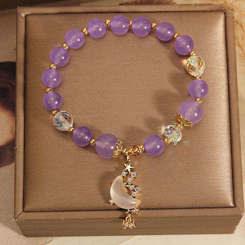 Chinese Style Amethyst Beaded Bracelet For Women - Mubimart