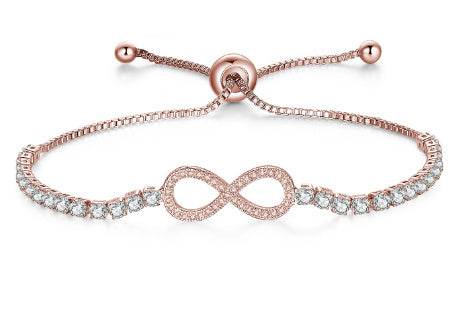 17KM Cubic Zirconia Infinity Bracelets For Women Rose Gold Silver Color Charm Bracelet & Bangle Fashion Geometric Jewelry Gifts - Mubimart