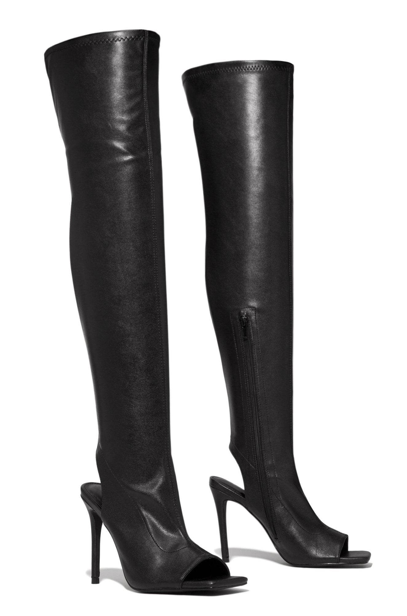 Fish Mouth Women's Boots Stiletto Heels Black Is Thin And Tall - Mubimart