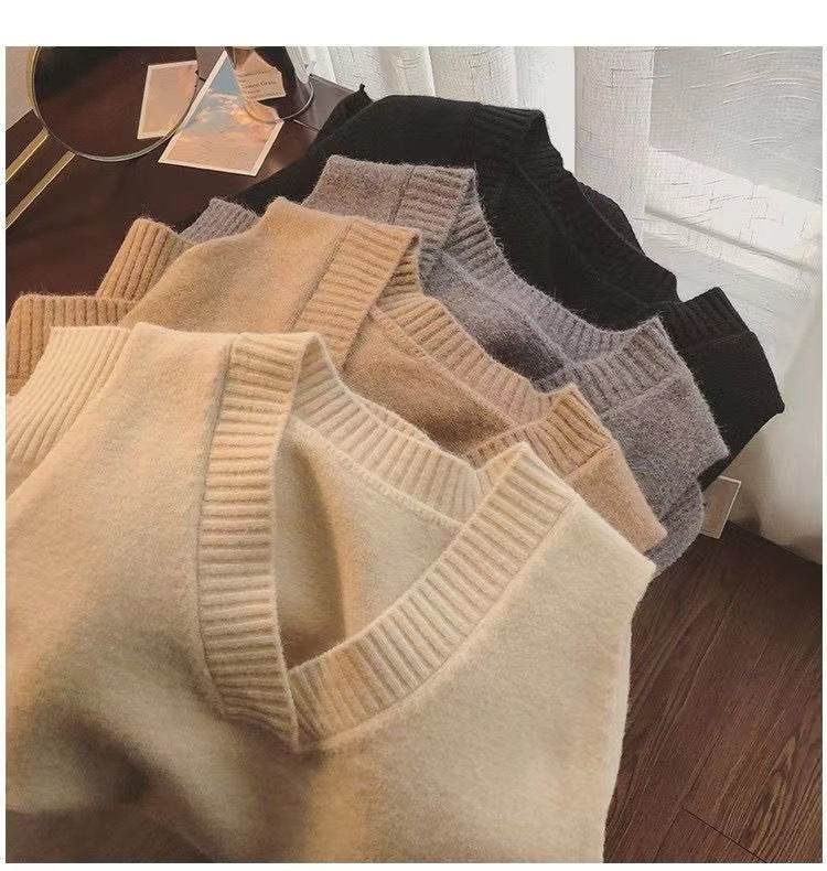 Inner Wear Sleeveless Knit Vest Collar Sweater Vest For Women - Mubimart