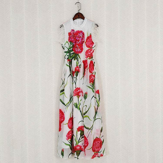 Fashionable Retro Formal Dress Roses - Mubimart
