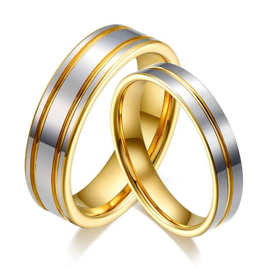 A Pair Of Tungsten Gold Rings For Men And Women For Marriage Proposal Gold Ring - Mubimart