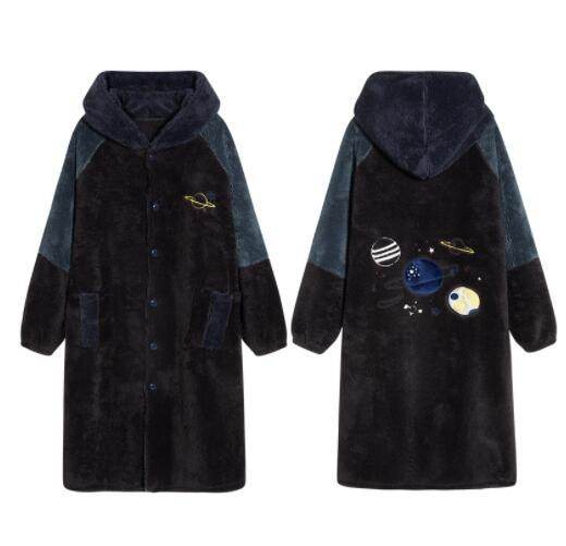 Autumn And Winter Flannel Winter Thickened Plus Velvet Nightgown Men - Mubimart