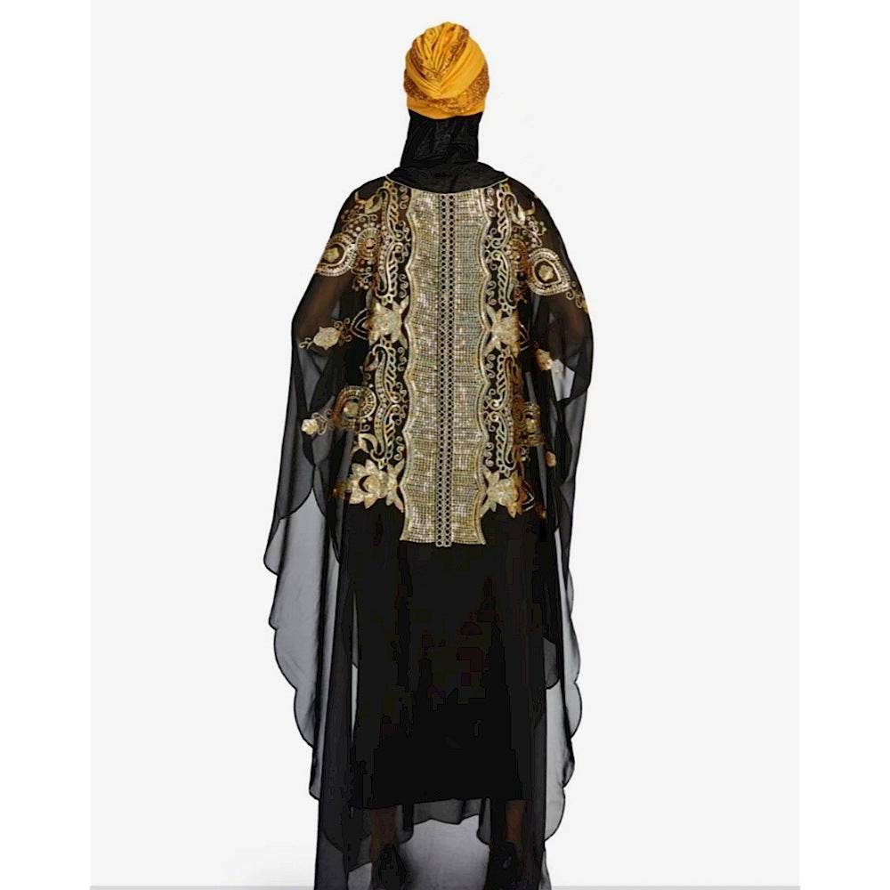 Plus Size Chiffon Elegant Graceful Sequined Shawl Gown - Mubimart