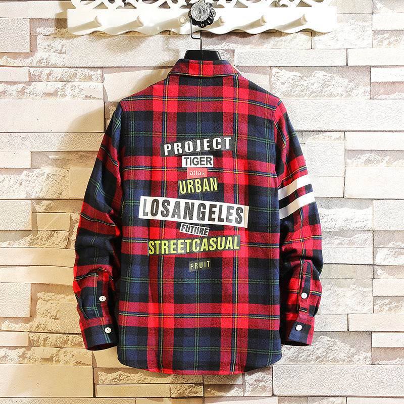 Plaid Shirt Men's Long-sleeved Casual Shirt Jacket - Mubimart
