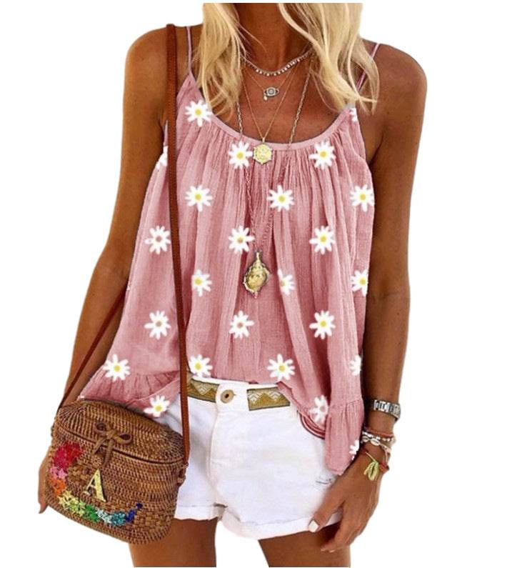Ladies Daisy Print Camisole Top - Mubimart