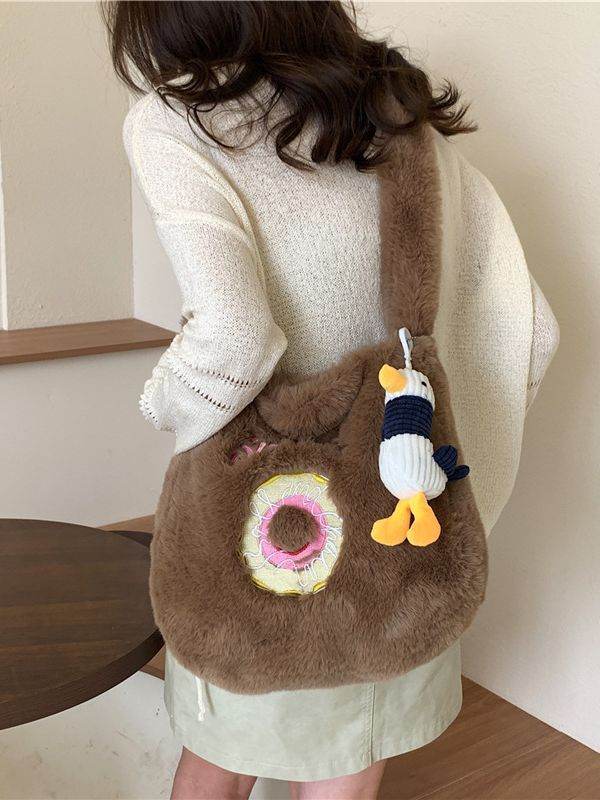 Donut Plush Casual Cute Crossbody Bag For Women - Mubimart