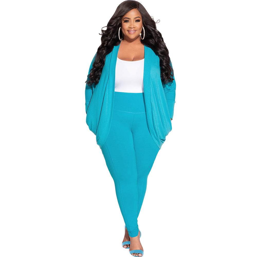 Cardigan And Leggings Plus Size Suit For Women - Mubimart