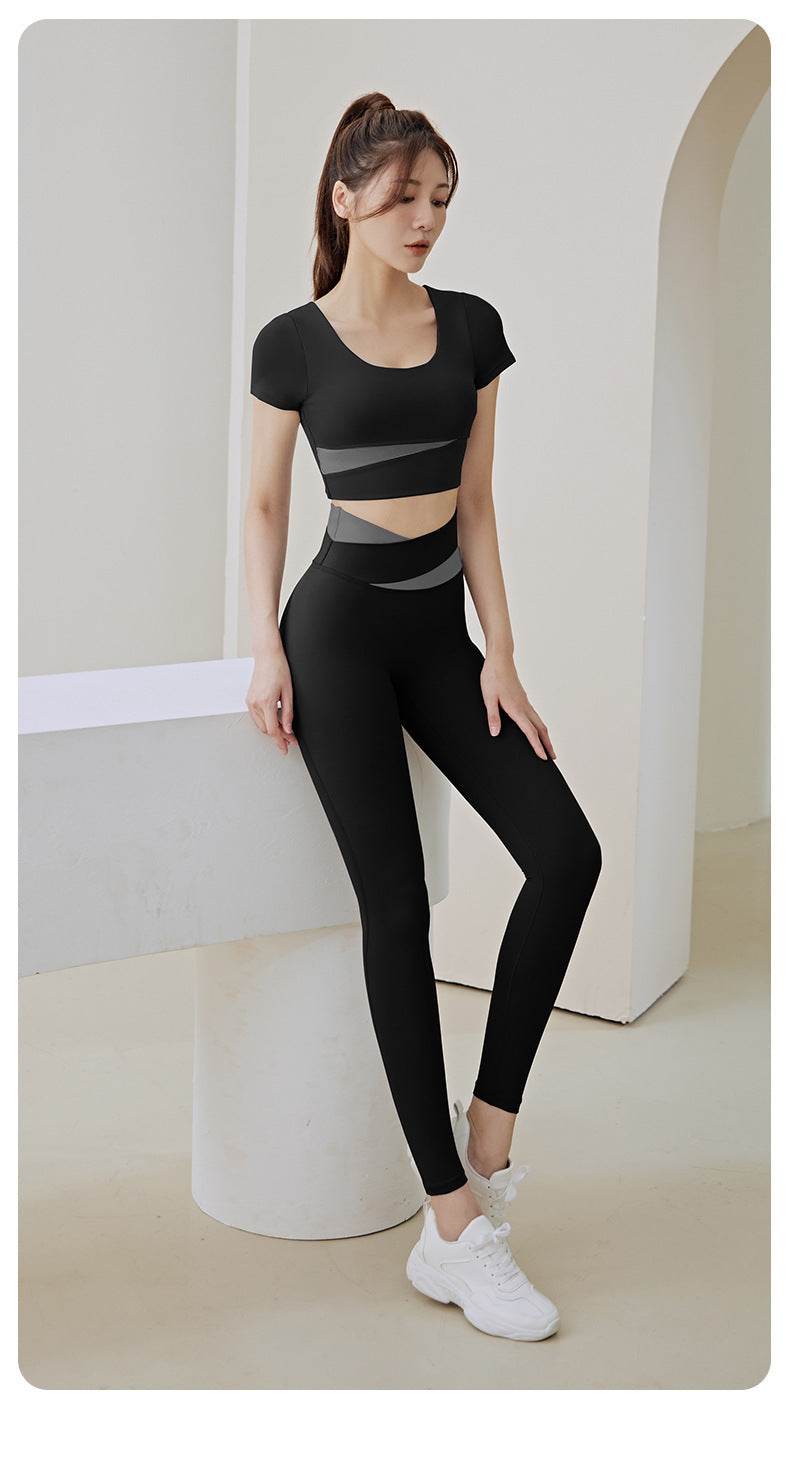 Women's One-piece Chest Pad Top Pants Workout Clothes Suit - Mubimart