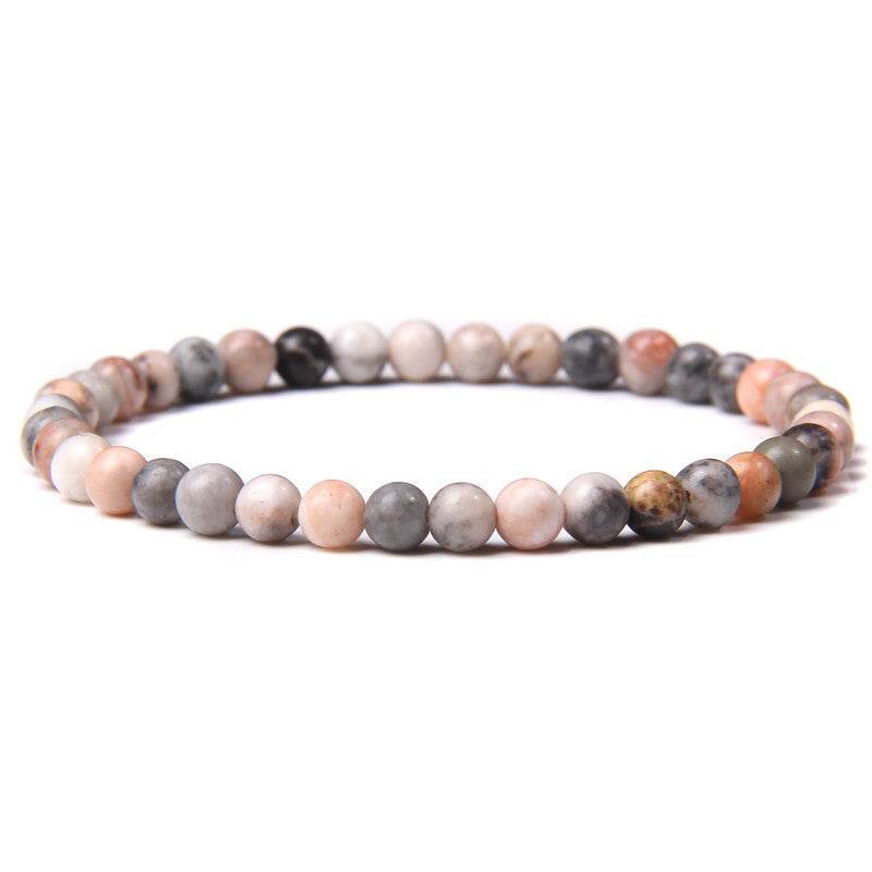 4mm Natural Agate Stone Beads Energy Charm Bracelet For Women - Mubimart