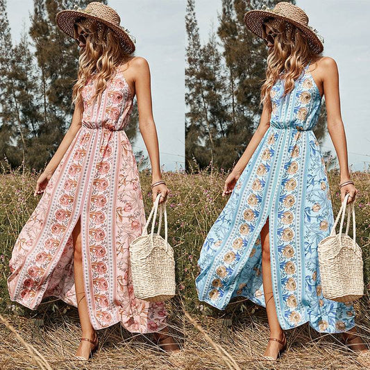 SleevelessBackless Midi Lace Up Dress - Mubimart