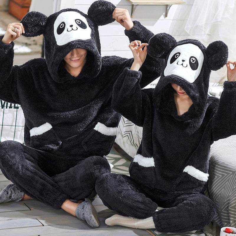 Fashion Hooded Coral Fleece Casual Loungewear Set - Mubimart