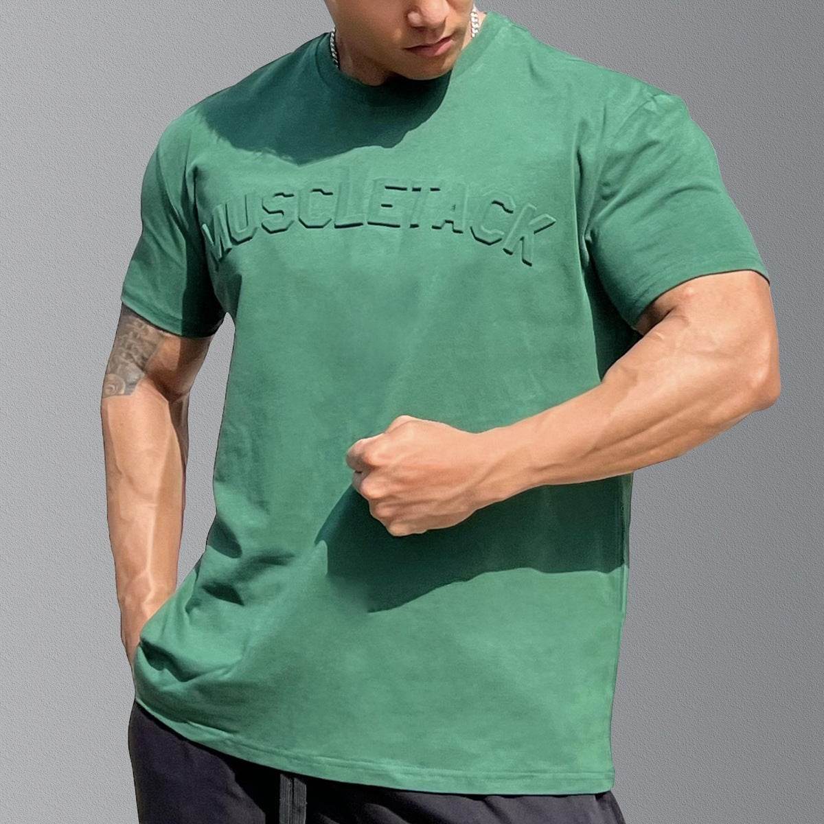 Men's Sports Loose Cotton Workout Short Sleeve T-shirt - Mubimart