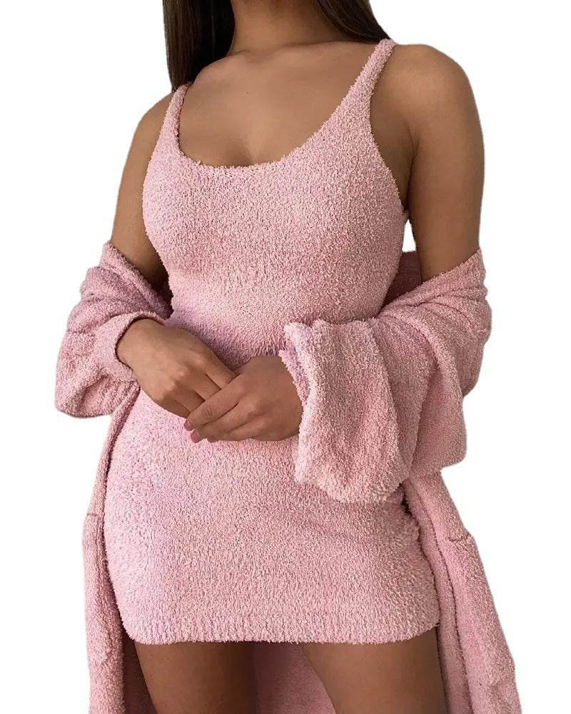 Casual Cotton Slip Dress Suit - Mubimart