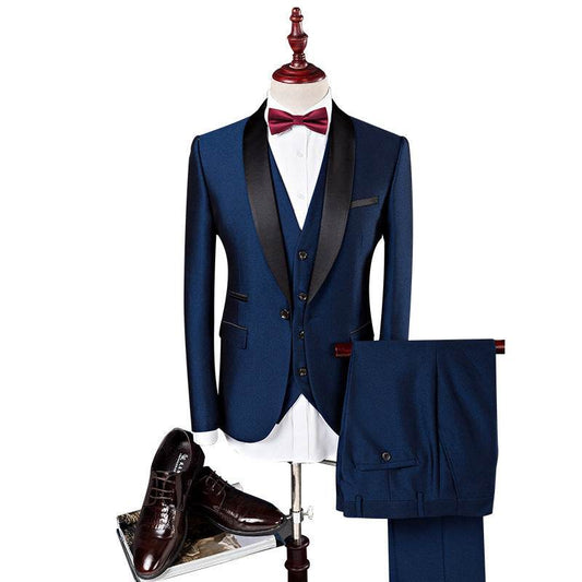Men 3 Pieces Suit Set Men Wedding Suits Groom Tuxedos - Mubimart