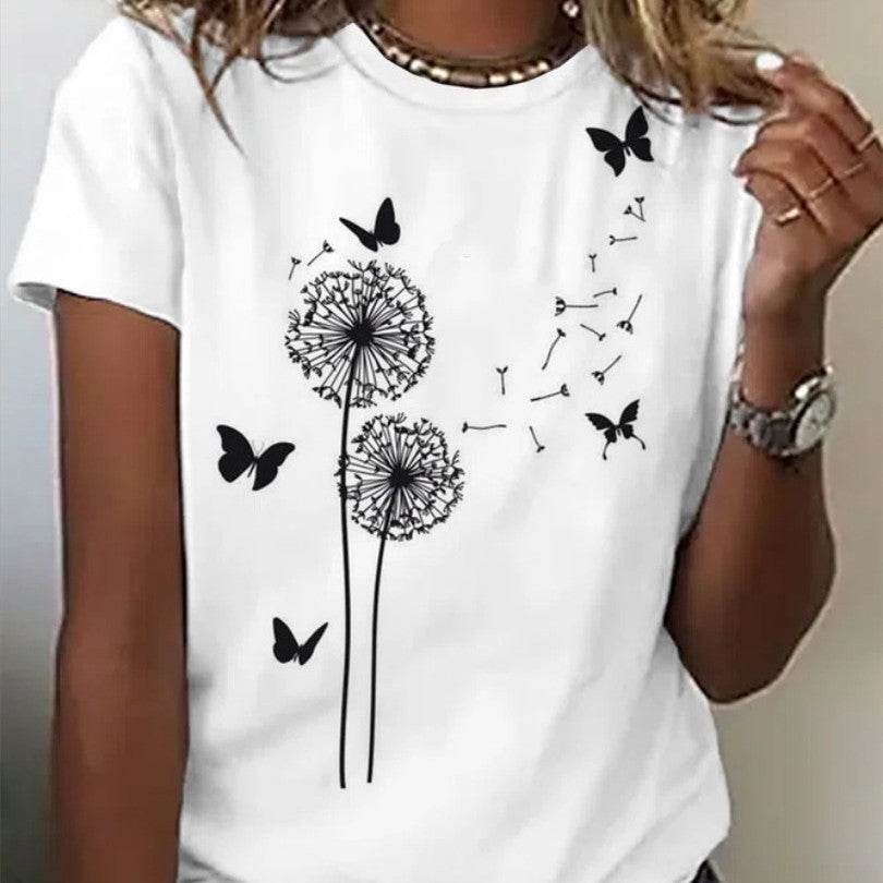 Printed T-shirt Casual Tops For Women - Mubimart
