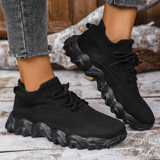 Lace-up Sneakers Lightweight Breathable Mesh Shoes Slip-on Running Walking Shoes For Women - Mubimart
