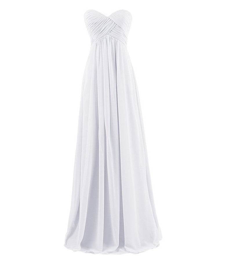 Tube Top Chiffon Long Prom Dinner Dress - Mubimart
