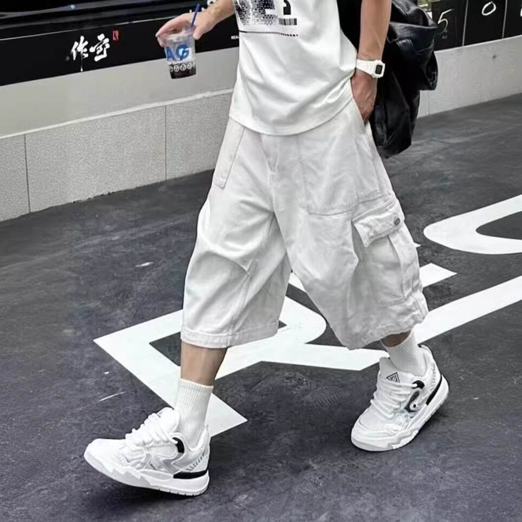All-matching Loose Straight Cargo Cropped Pants Casual Pants Trendy - Mubimart