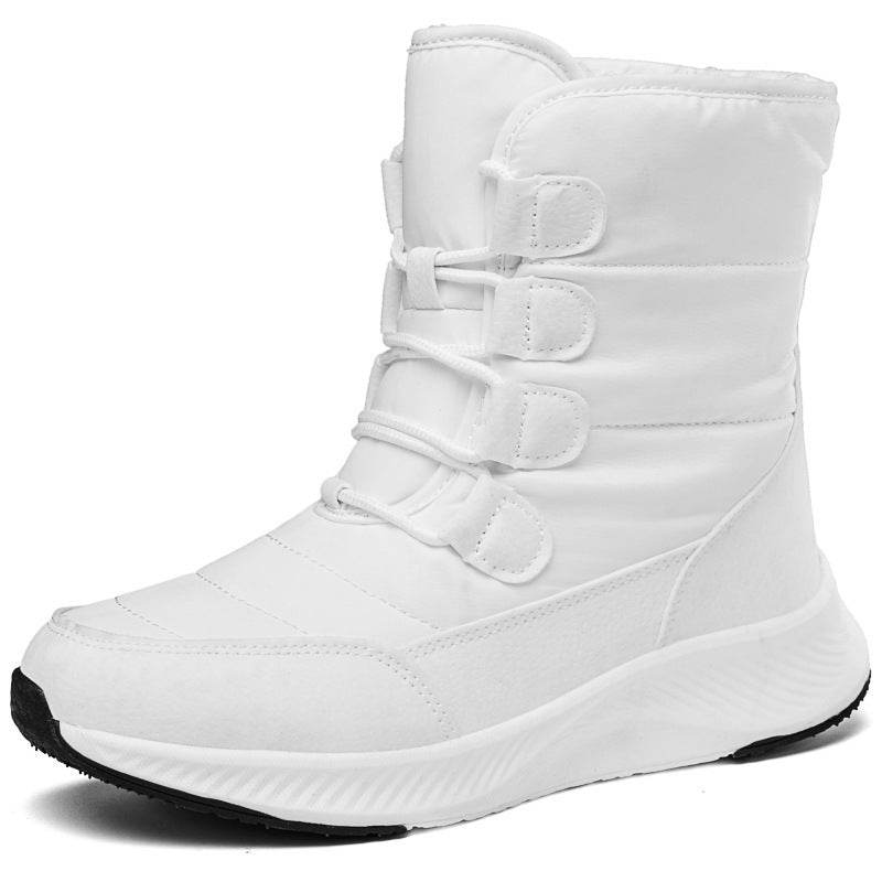 Waterproof Snow Boots Women's Mid-calf Front Zipper - Mubimart