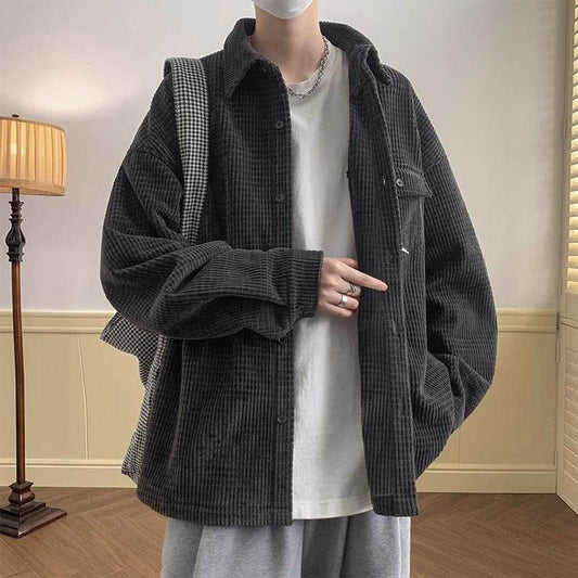 Corduroy Shirt Men's Warm Jacket Casual Shirt - Mubimart