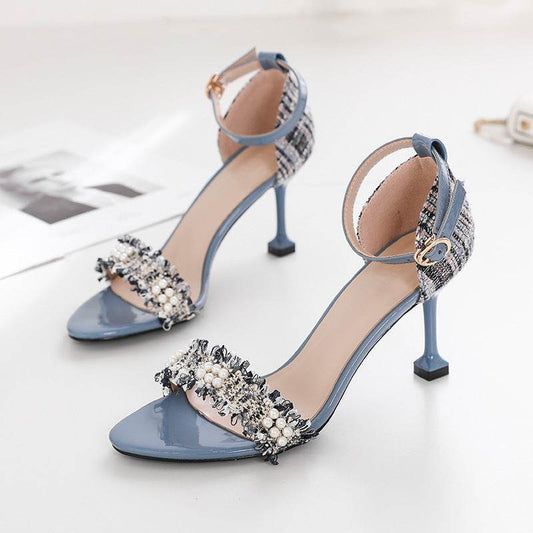 French Pointed Toe Slingback Stiletto Heel High Heels - Mubimart