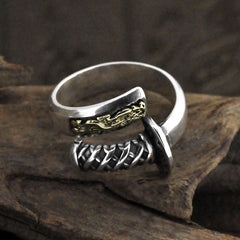 S925 Silver Retro Distressed Ring Men