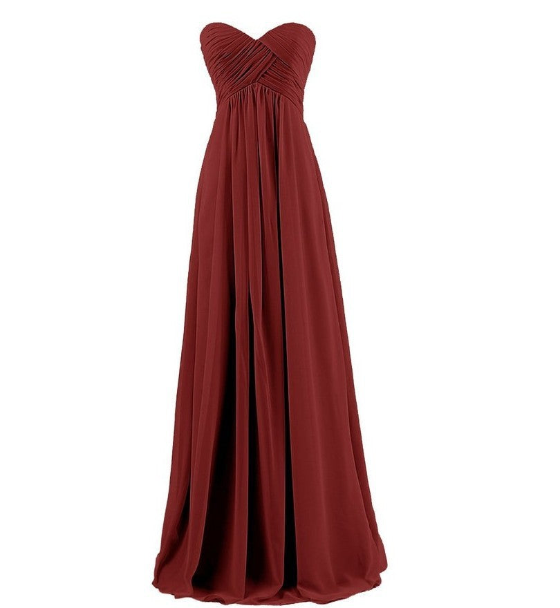 Tube Top Chiffon Long Prom Dinner Dress - Mubimart -  