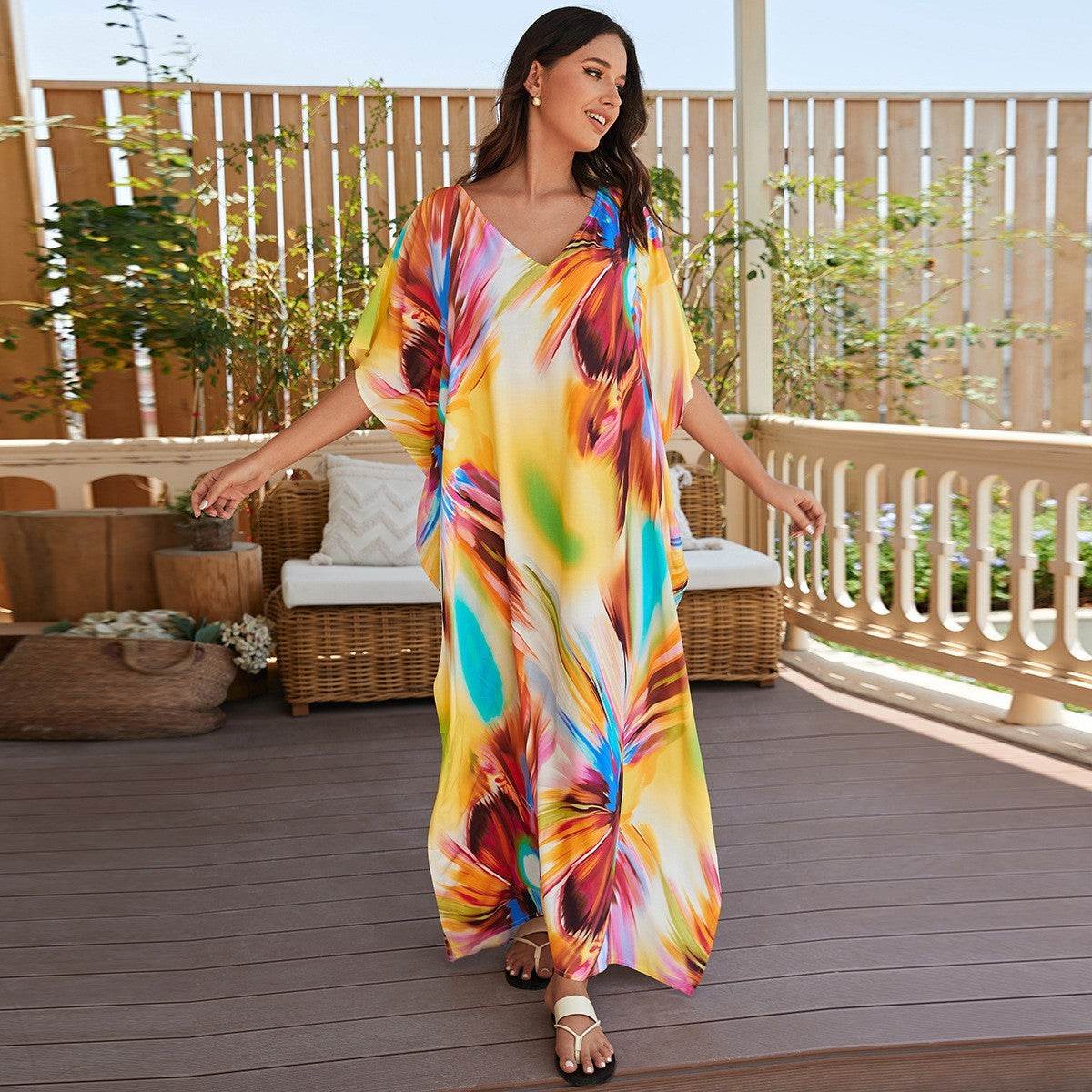 Plus Size Robe Blouse Beach Bikini Vacation Coat Dress Women - Mubimart