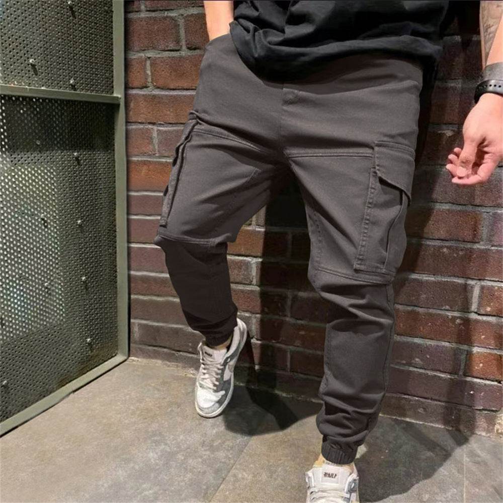 Mens Sports Pants With Pockets Casual Cargo Trousers - Mubimart