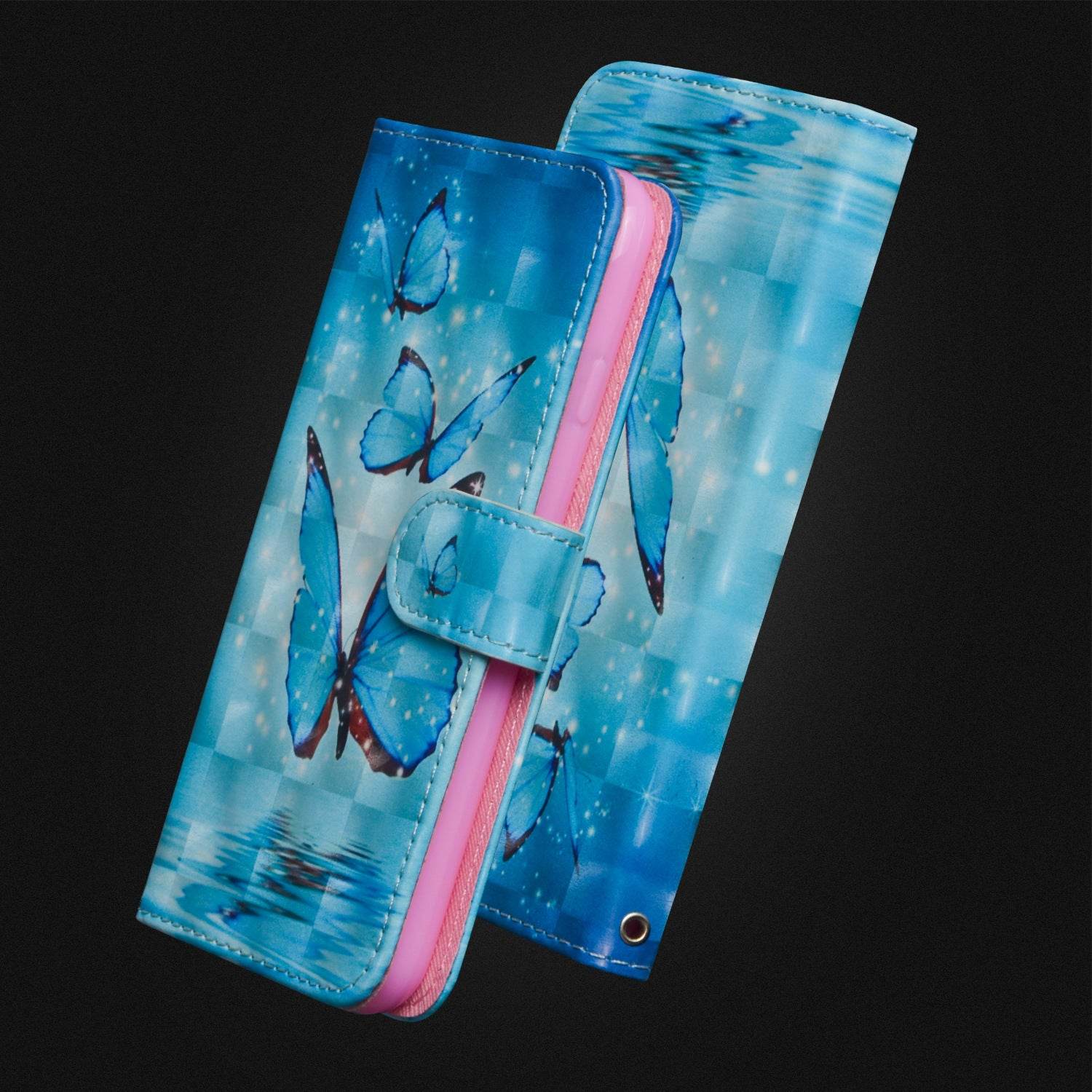Printed Butterfly Wallet Leather Case - Mubimart
